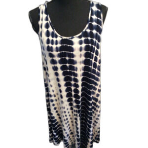 Plus Size Tye Dye 2X Swim Suit Cover Navy Blue White